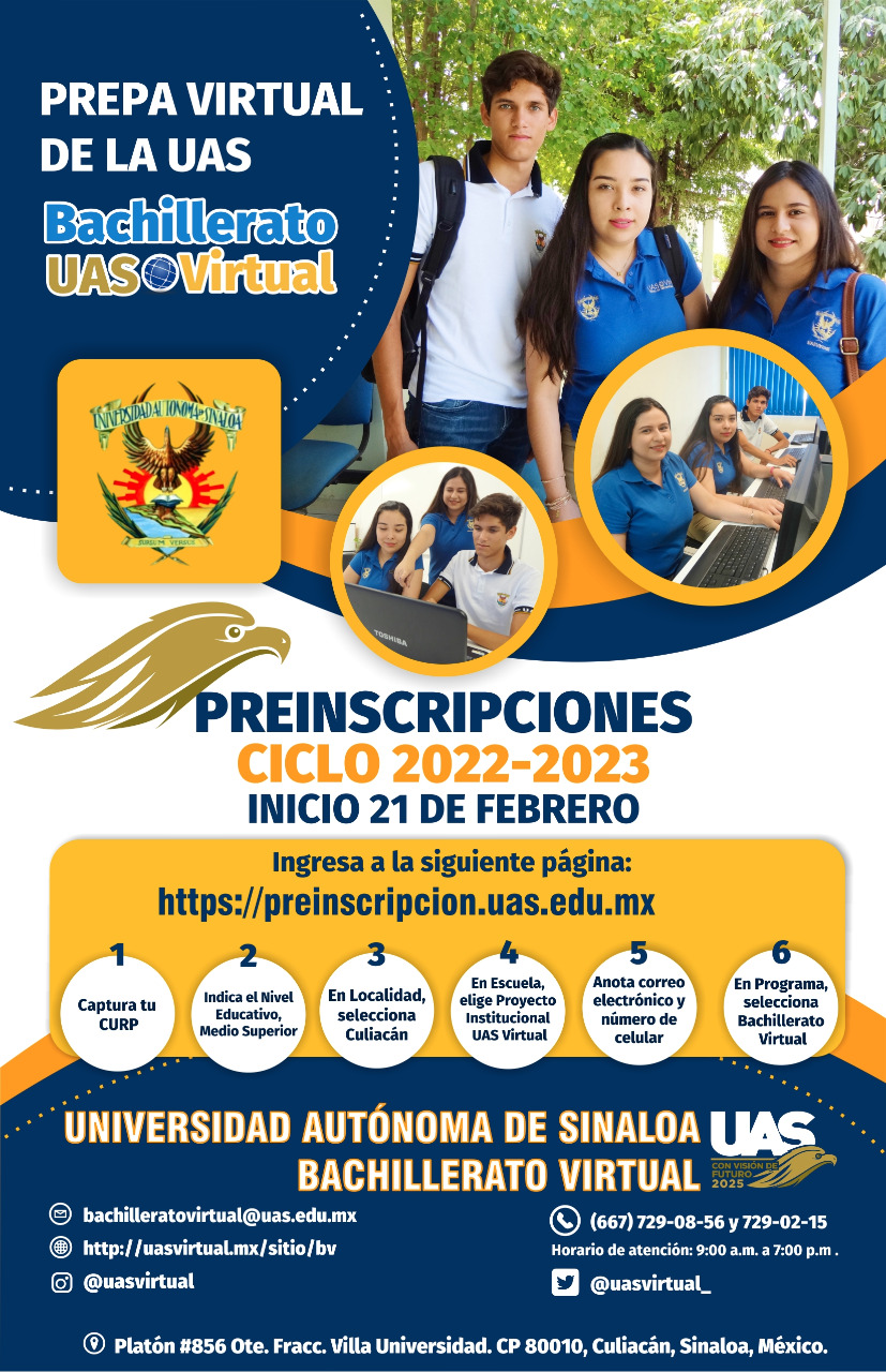 La imagen muestra bolante de preincripciones del bachillerato virtual.